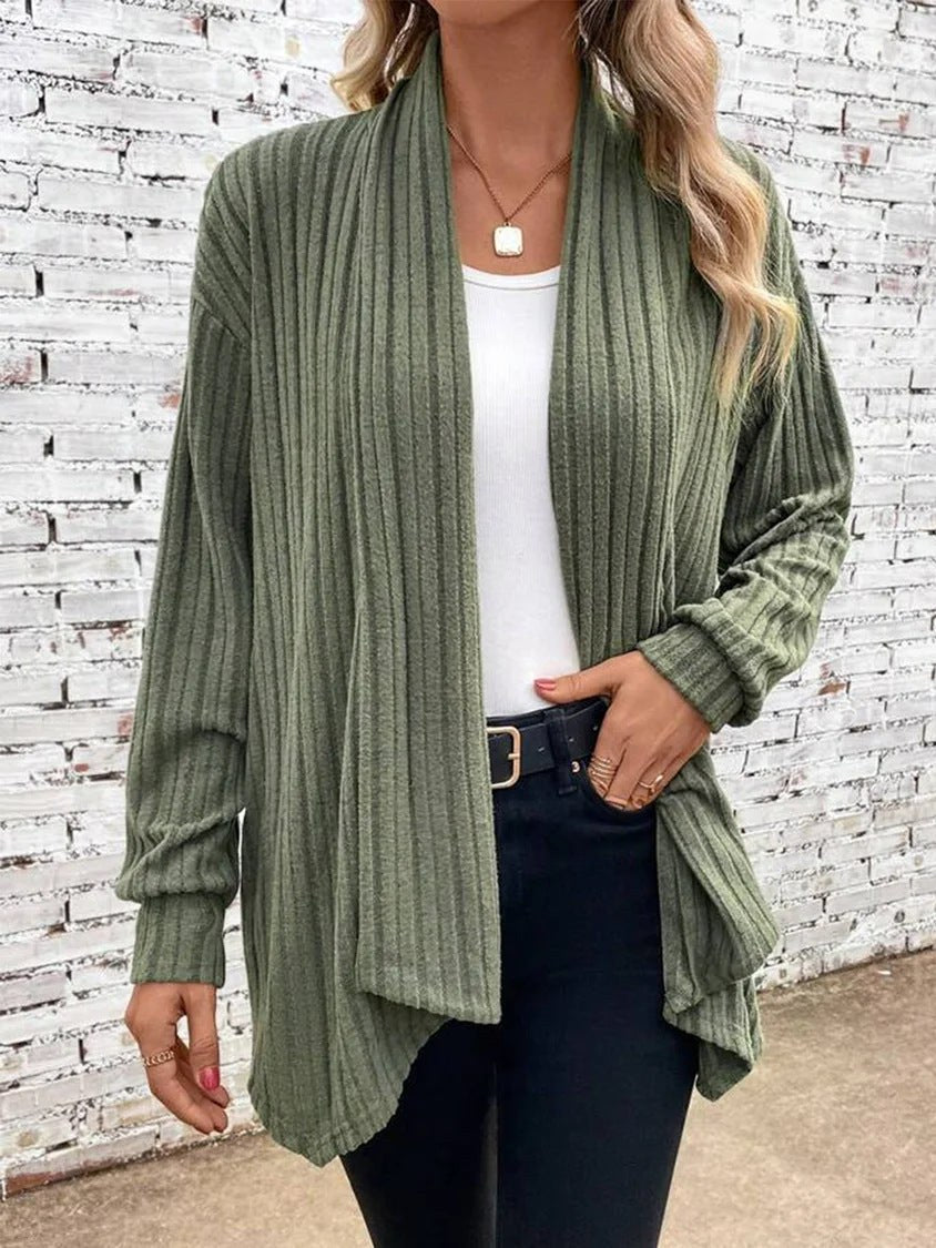 Vita Casual Knit Cardigan in Olive Green