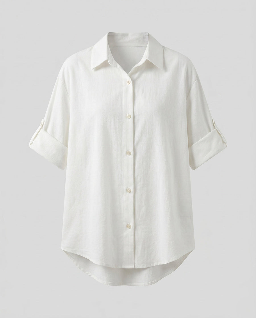 Vita Elegant Linen Blouse with Fitted in White