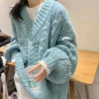 Vita Knit Cardigan with V-Neck in Blue