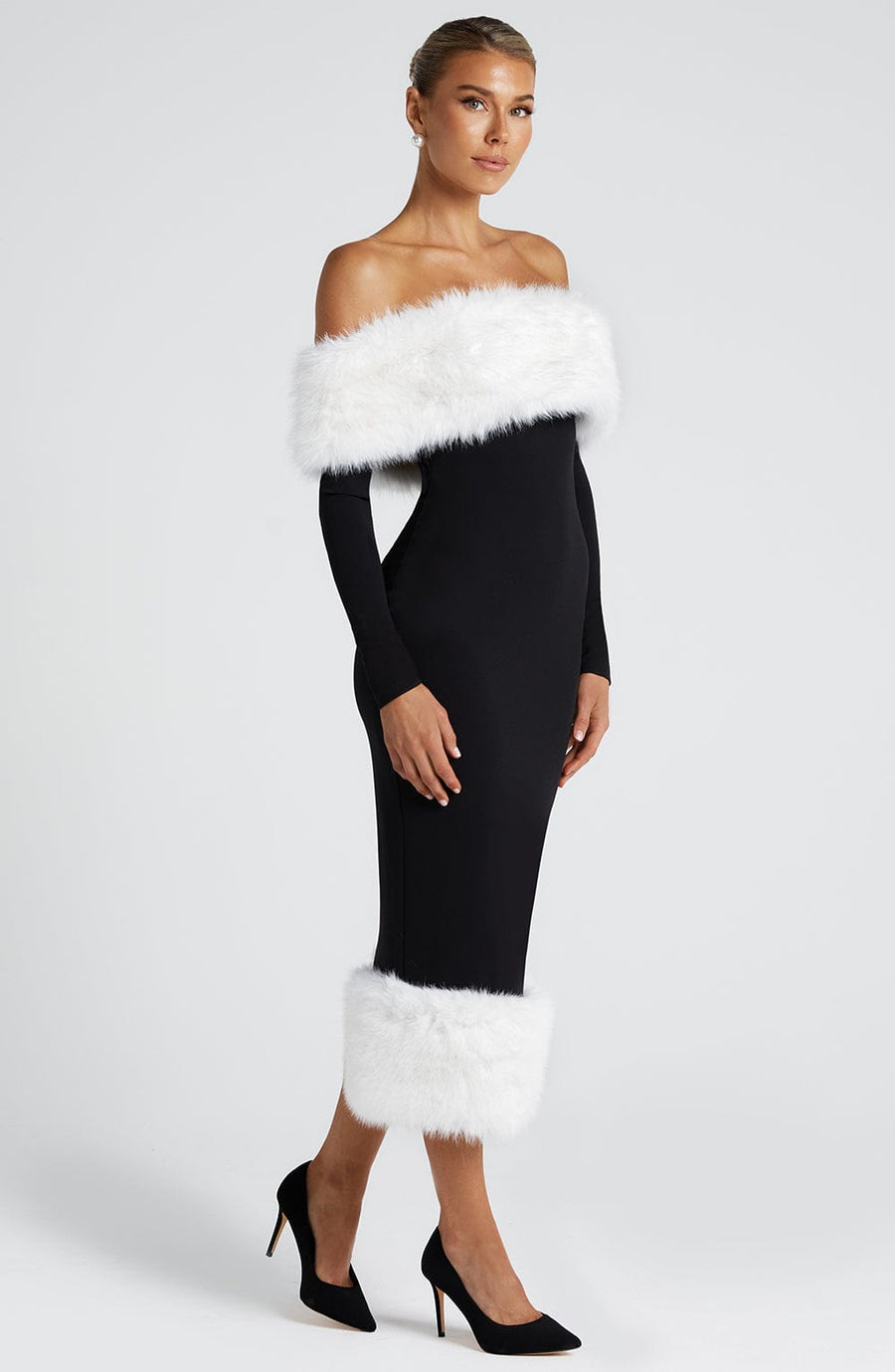 Edie Midi Dress – Black/White