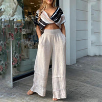 Viveca Airy Linen Trousers in Orange