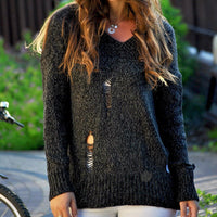 Viveca Casual Knit Sweater in Dark Grey