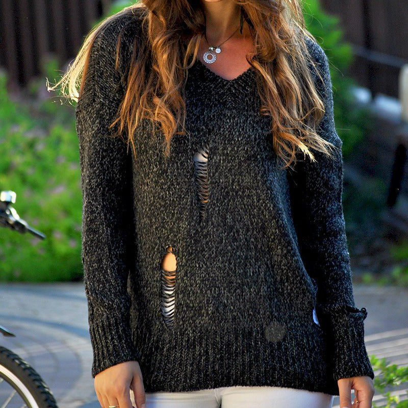 Viveca Casual Knit Sweater in Dark Grey