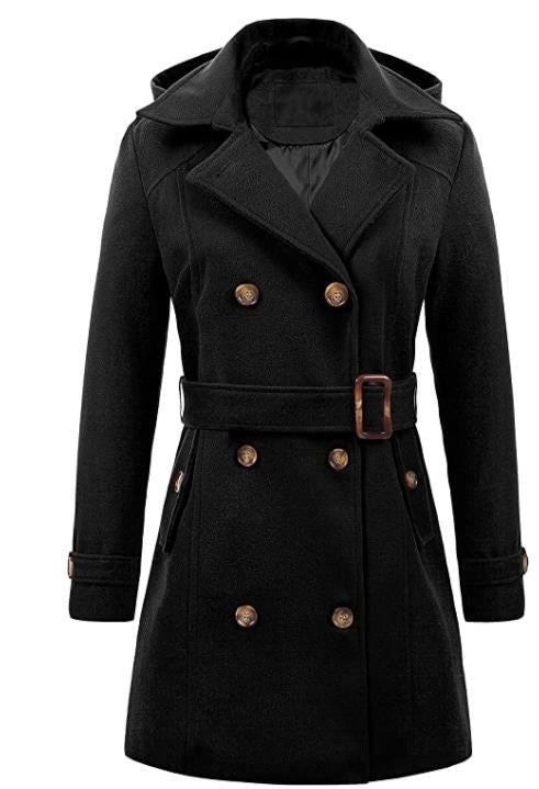 Viveca Elegant Belt with Button Front and Belted in Black