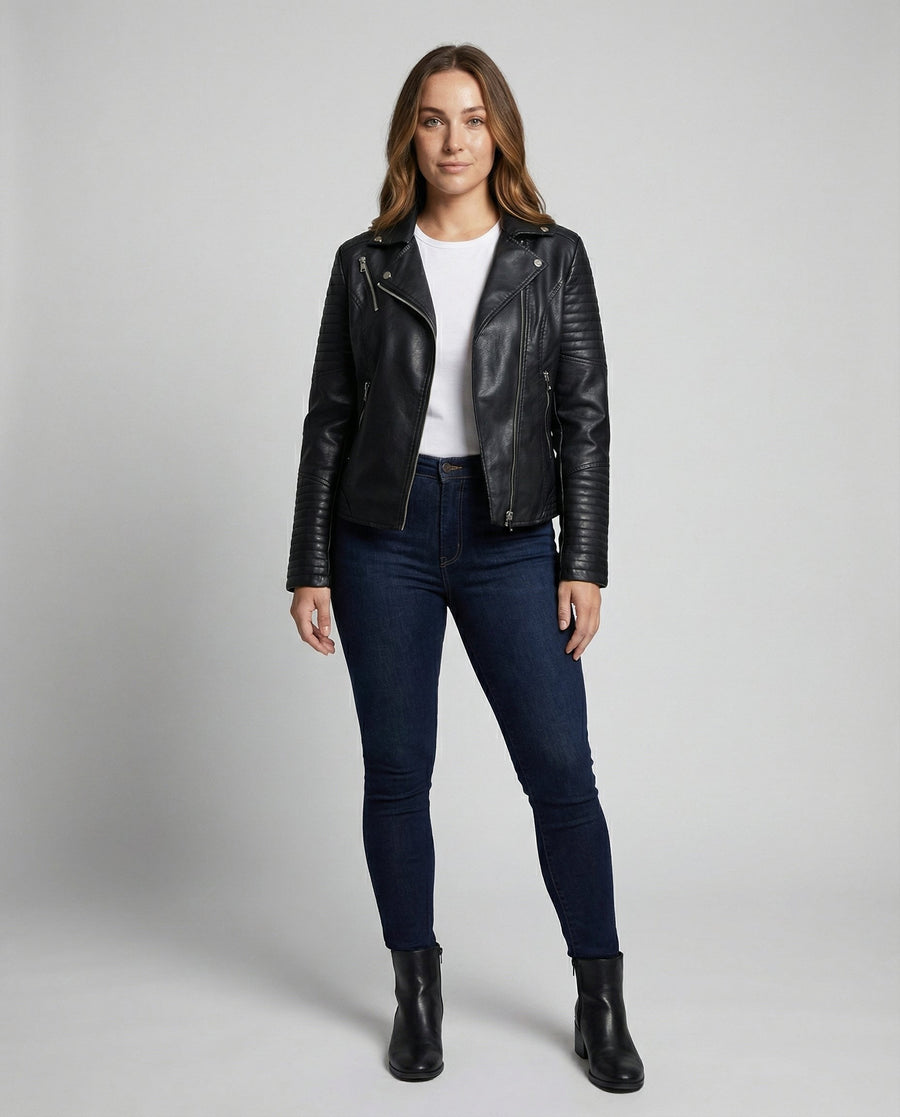 Viveca Elegant Leather Jacket in Black