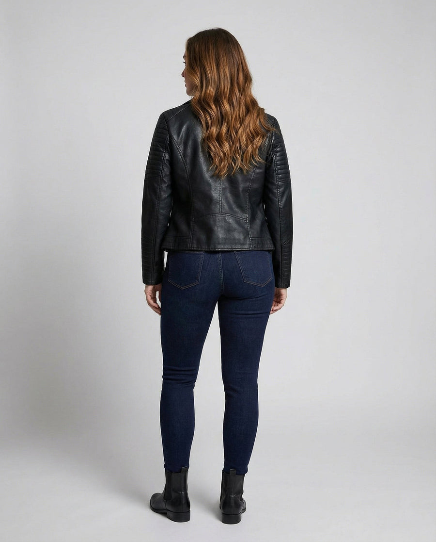Viveca Elegant Leather Jacket in Black