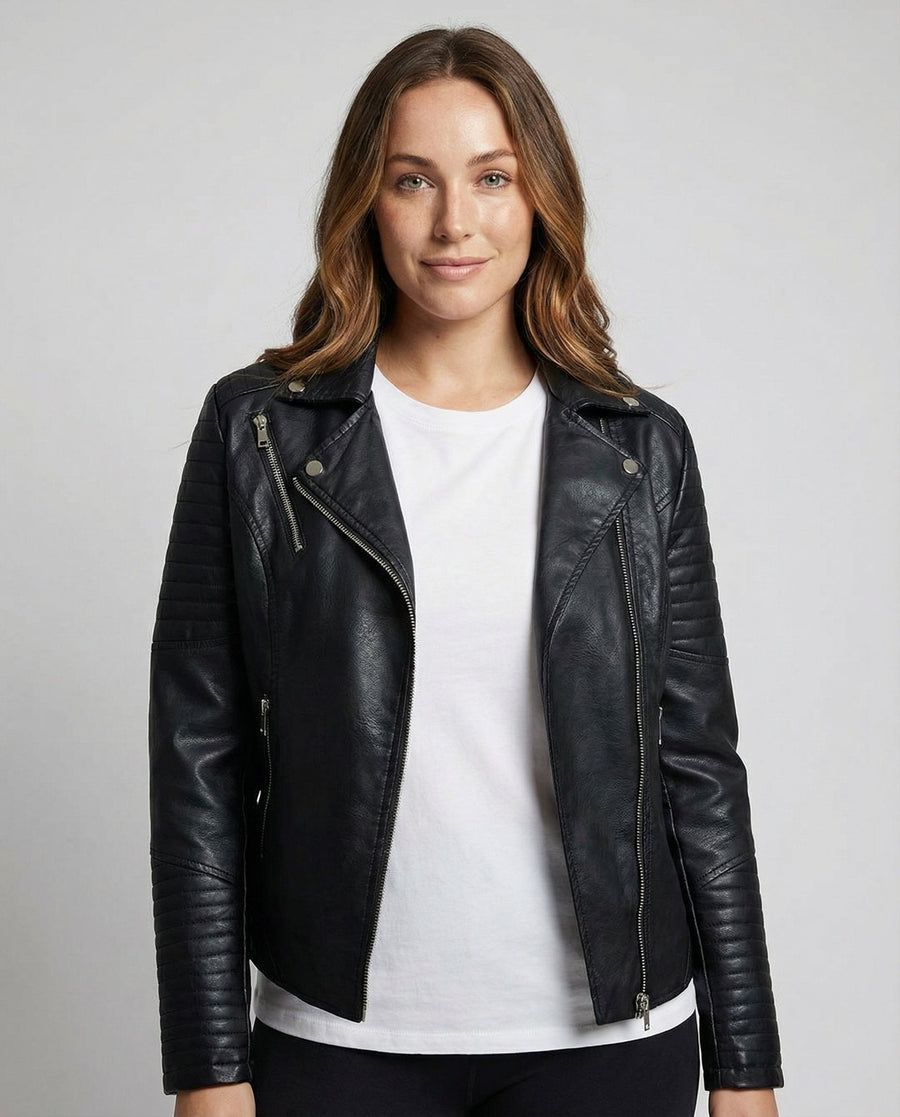 Viveca Elegant Leather Jacket in Black