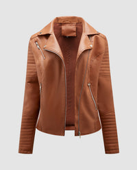 Viveca Elegant Leather Jacket in Brown