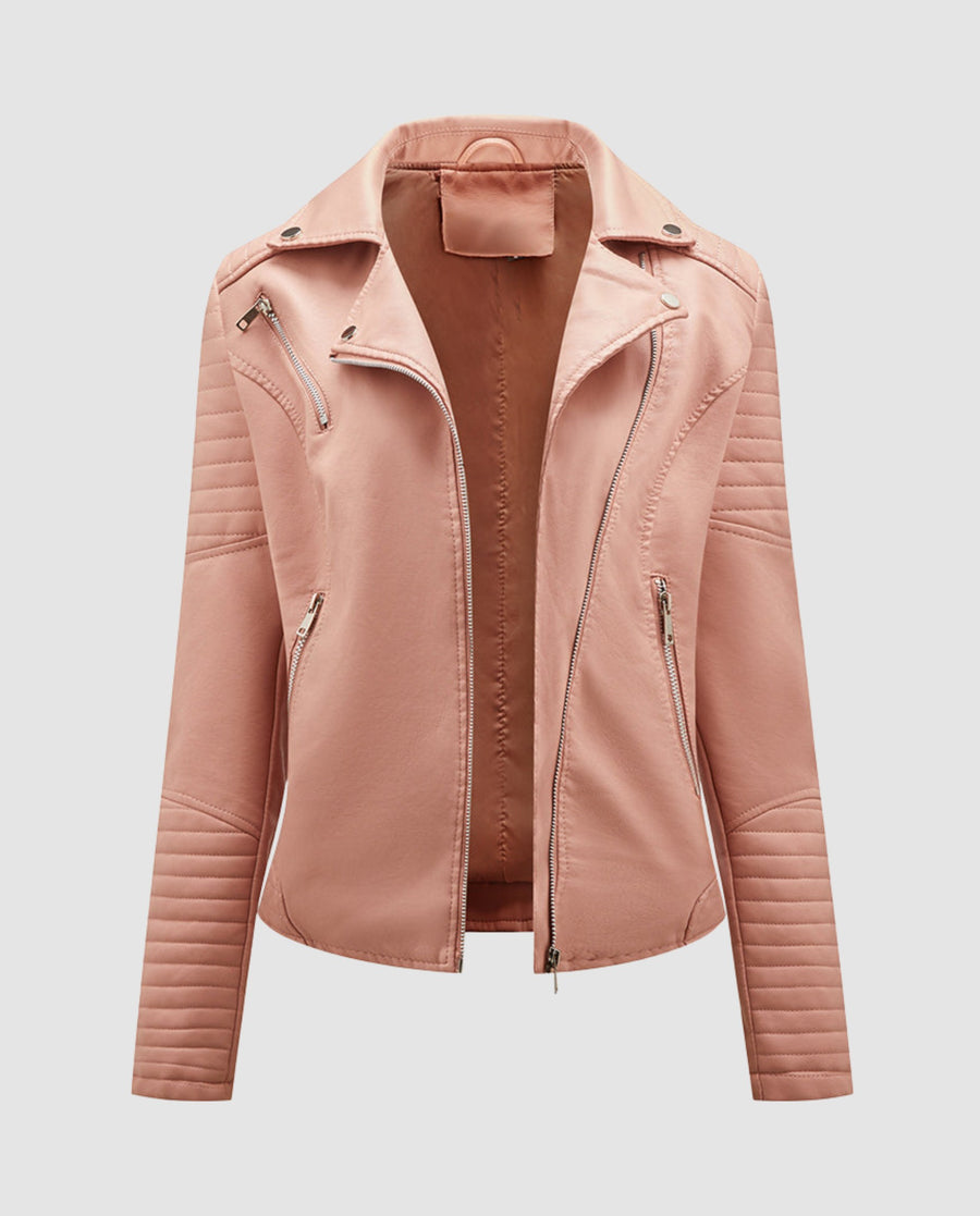 Viveca Elegant Leather Jacket in Pink