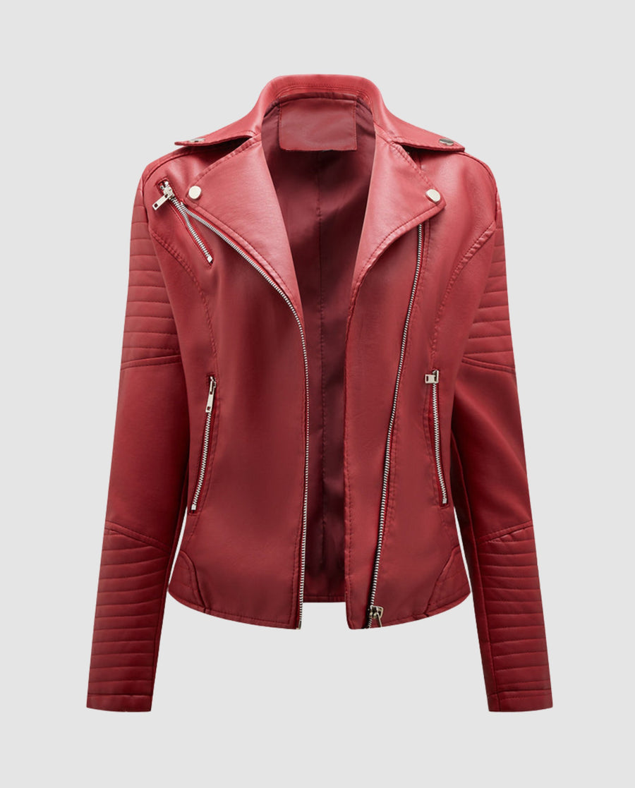Viveca Elegant Leather Jacket in Red