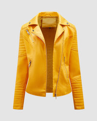 Viveca Elegant Leather Jacket in Yellow