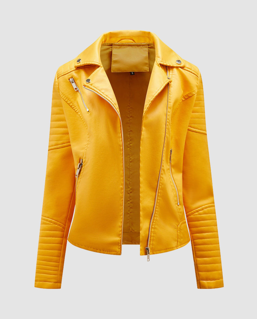 Viveca Elegant Leather Jacket in Yellow