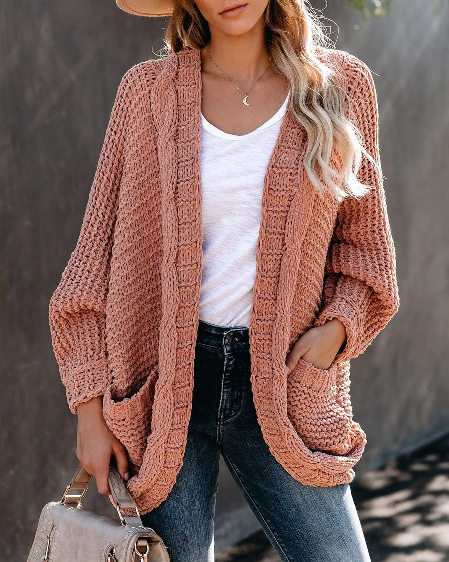 Viveca Knit Cardigan with Pockets in Red