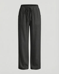 Viveca Relaxed Linen Trousers in Black