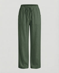 Viveca Relaxed Linen Trousers in Green