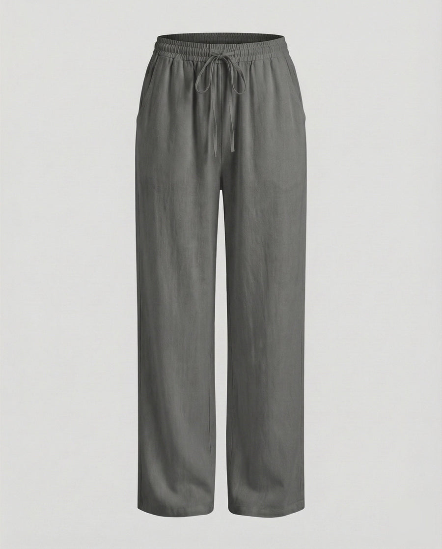 Viveca Relaxed Linen Trousers in Grey