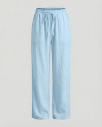 Viveca Relaxed Linen Trousers in Light Blue