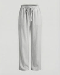 Viveca Relaxed Linen Trousers in Light Grey