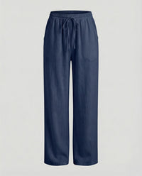 Viveca Relaxed Linen Trousers in Navy