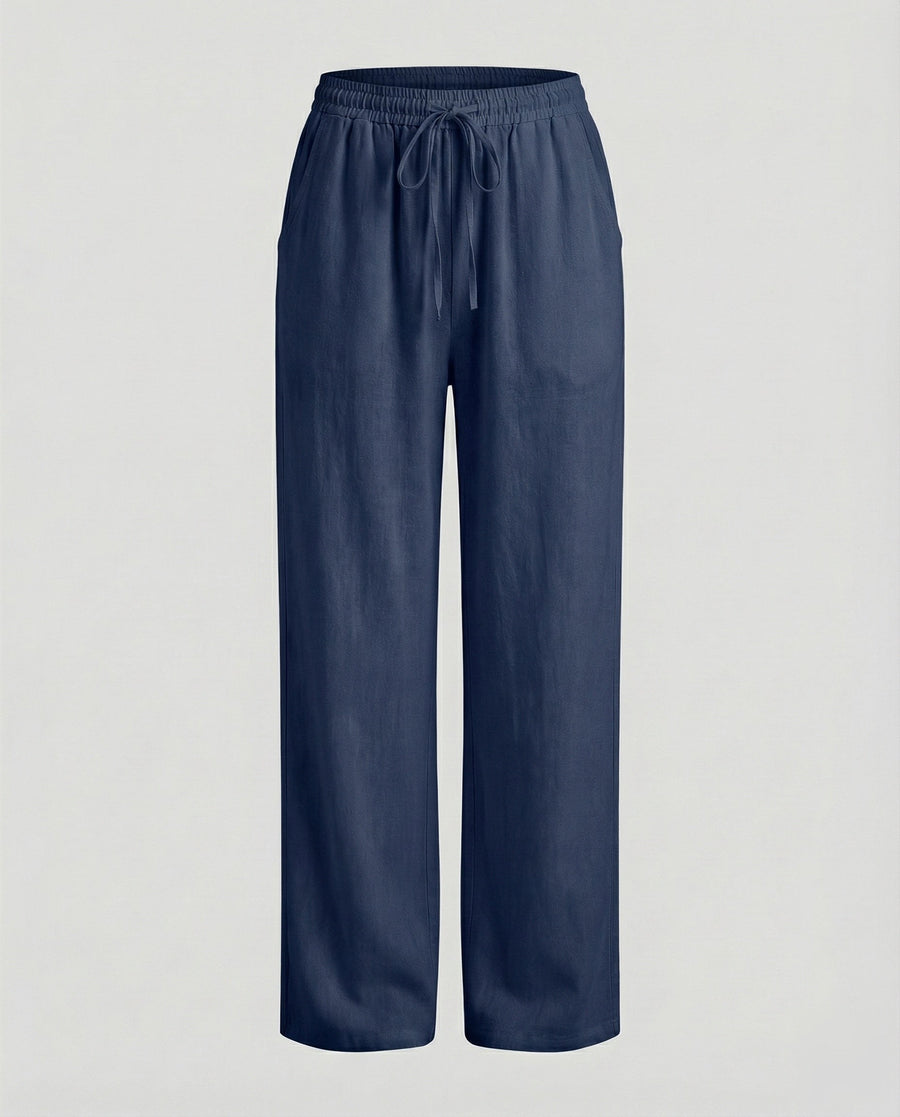 Viveca Relaxed Linen Trousers in Navy