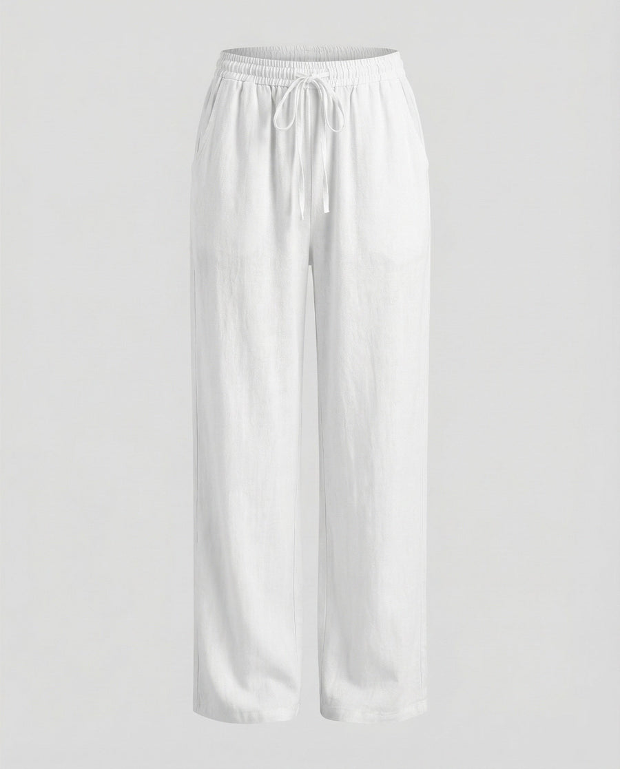 Viveca Relaxed Linen Trousers in White