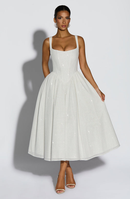 Gabriela Midi Dress - Ivory Sparkle