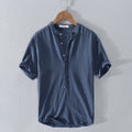 Rosamund | Short-Sleeve Linen Henley Blouse