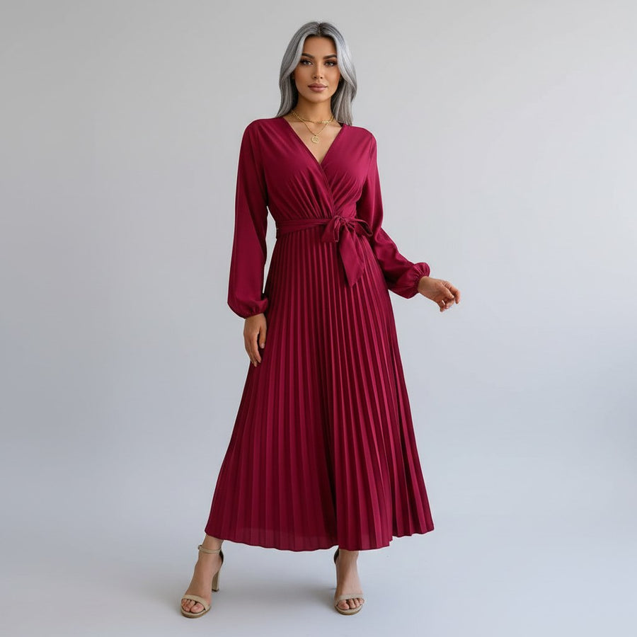 Vivienne Wrap Maxi Dress in Cabernet