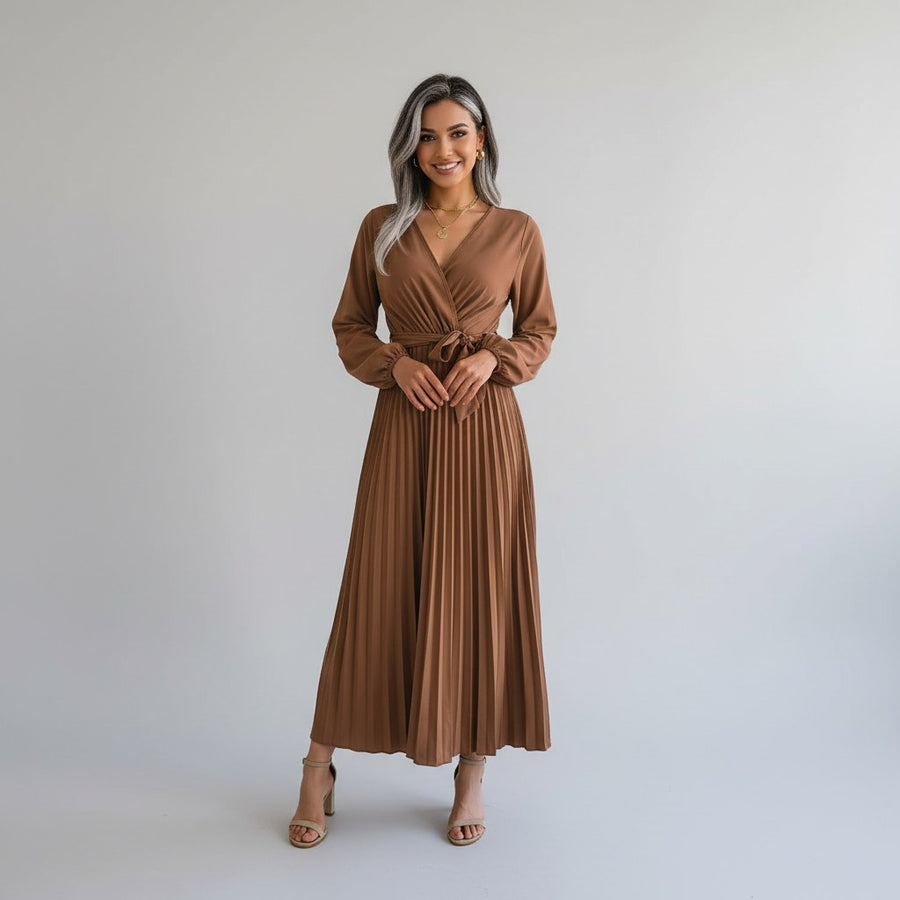 Vivienne Wrap Maxi Dress in Sienna Brown