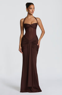 Zelie Maxi Dress – Plum Brown