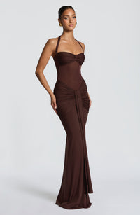 Zelie Maxi Dress – Plum Brown