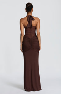Zelie Maxi Dress – Plum Brown