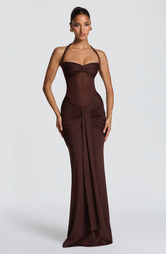 Zelie Maxi Dress – Plum Brown
