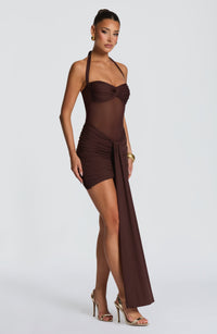 Zelie Mini Dress – Plum Brown