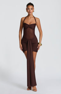 Zelie Mini Dress – Plum Brown