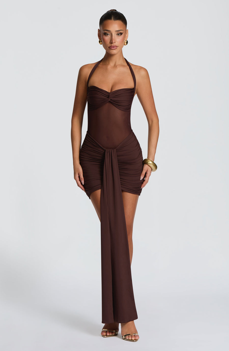 Zelie Mini Dress – Plum Brown
