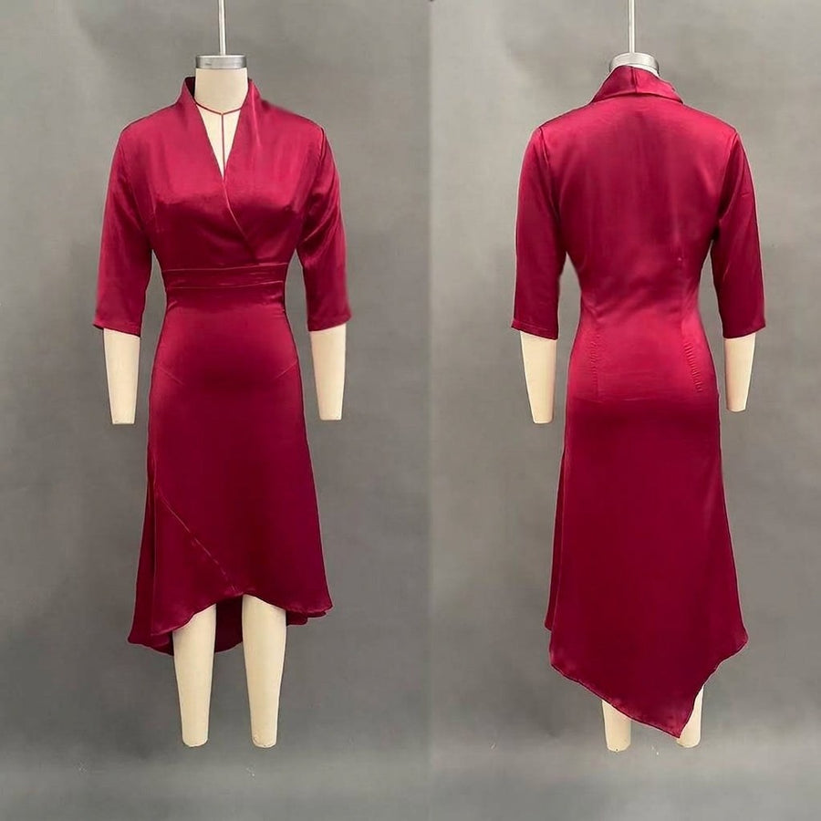 Vordaine Women's Wrap Midi Dress in Wine Red