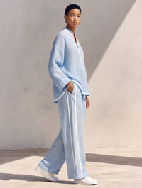 Vorrinda Women's Linen Two Piece Set Wide Leg in Blue