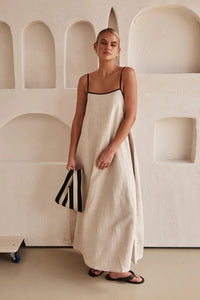Vorrindel Women's Linen Summer Maxi Dress in Cream