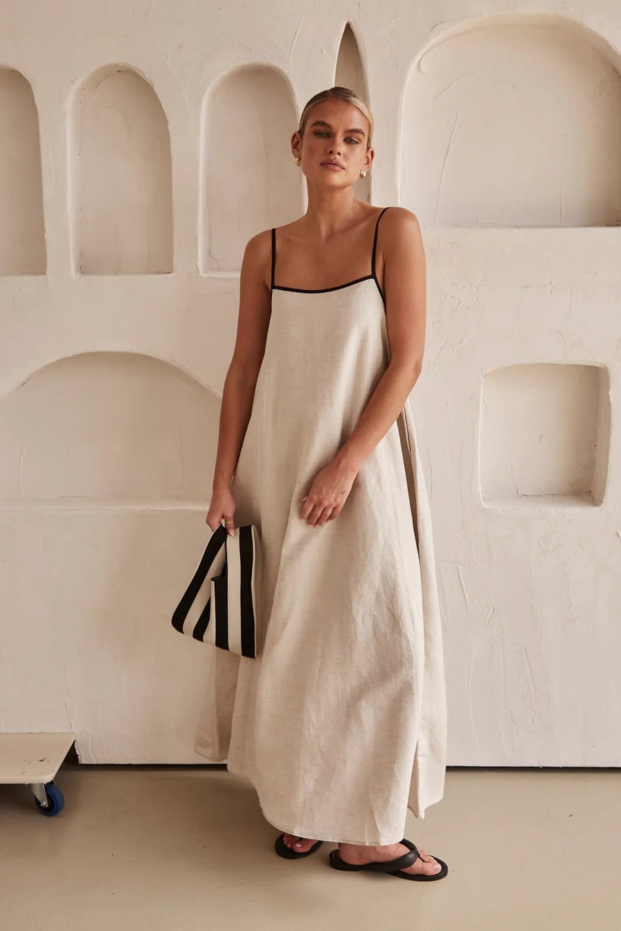 Vorrindel Women's Linen Summer Maxi Dress in Cream