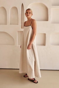Vorrindel Women's Linen Summer Maxi Dress in Cream