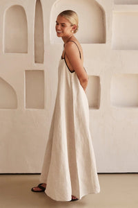 Vorrindel Women's Linen Summer Maxi Dress in Cream