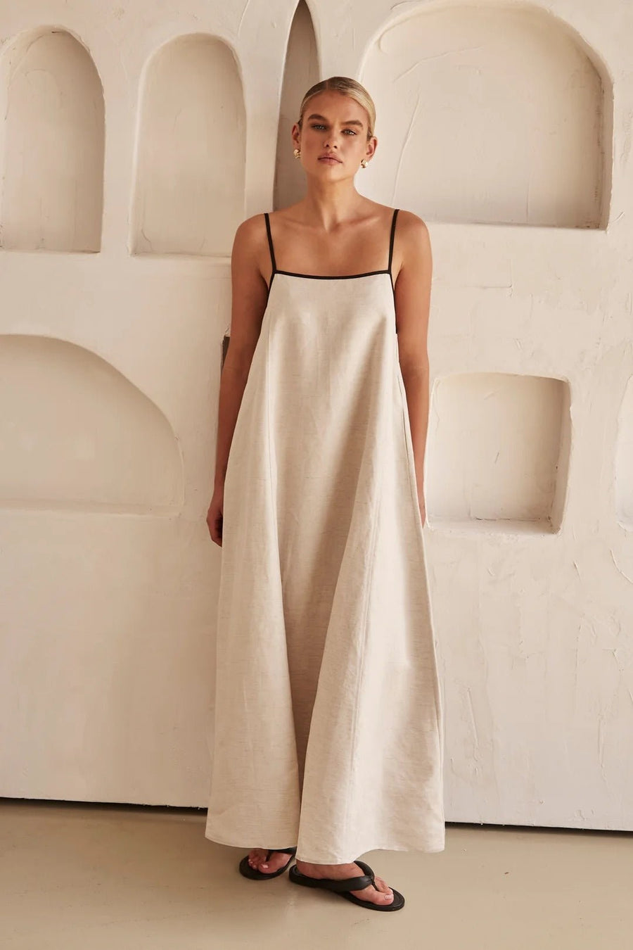 Vorrindel Women's Linen Summer Maxi Dress in Cream