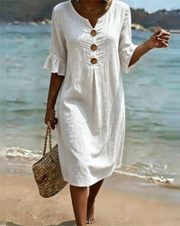 Vorrith Women's Button Front Midi Sundress in White