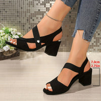 Vyndra Women's Strappy Block Heel Sandals in Black