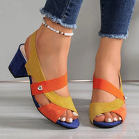 Vyndra Women's Strappy Block Heel Sandals in Orange
