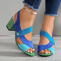 Vyndra Women's Strappy Block Heel Sandals in Royal Blue