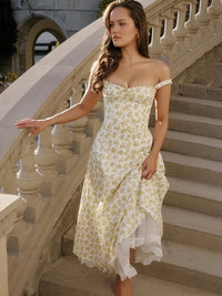 Waist Wrap Spaghetti Strap Print Floral Dress