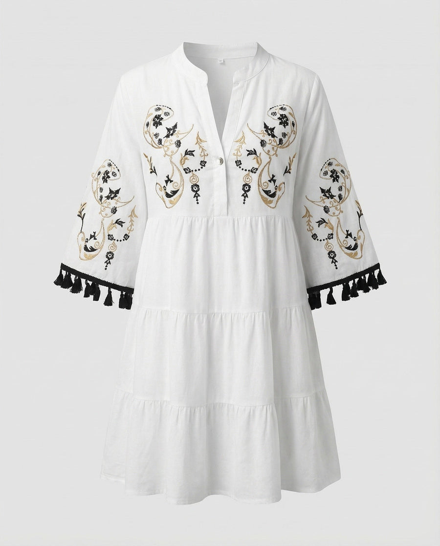 Wanda Dress with Embroidery in Black