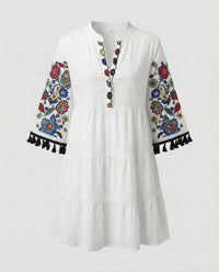 Wanda Dress with Embroidery in Blue